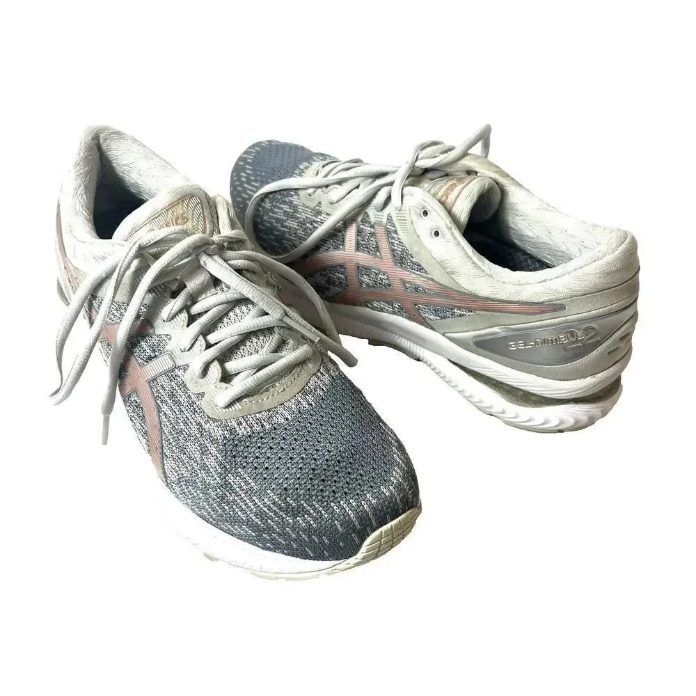 Asics Women's Gel Nimbus 22 Gray Running Shoes Sneakers Size 10 Low Top Lace Up